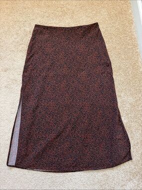 Marine Layer Brown and Black Leopard Midi Skirt Size 4